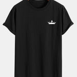 Crown Print Cotton Arc Hem T-Shirt