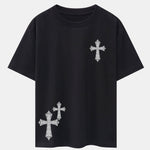 Ornamental Cross Print Drop Shoulder Oversize T-Shirt