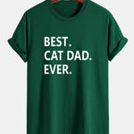 Regular Fit Best Cat Dad Ever Print Cotton T-Shirt