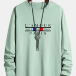 Long Sleeve Paris Slogan Print Cotton T-Shirt