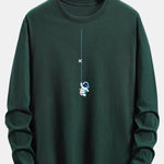 Long Sleeve Astronaut On A Rope Print Cotton T-Shirt