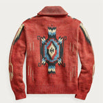 Men's Vintage Jacquard Lapel Single Breasted Long Sleeve Knit Cardigan
