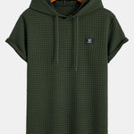 Waffle Hooded Arc Hem T-Shirt & Drawstring Corduroy Cargo Jogger Pants