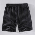 Linen Cotton Blend Striped Shorts