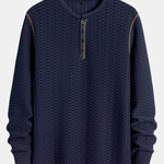 Long Sleeve Muscle Fit Knitted Textured Henley Shirt