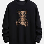 Geometric Dissolving Bear Print Relax Fit Sweatshirt