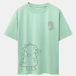 Fire-breathing Dinosaur Print Drop Shoulder Oversize T-Shirt