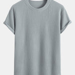 Knitted Waffle Arc Hem T-Shirt & Drawstring Waffle Shorts