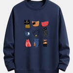 Cartoon Cat Print Relax Fit Sweatshirt