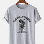 Gothic Style Rose Print T-Shirts