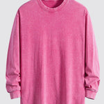 Relax Fit Long Sleeve Washed Distressed T-Shirt