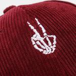 Skeleton Hand Embroidered Corduroy Baseball Cap