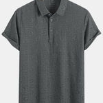 Short Sleeve Knitted Letter Textured Polo
