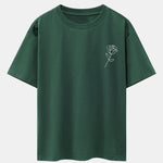 Simple Rose Print Drop Shoulder Oversize T-Shirt