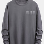 Long Sleeve Slogan Print Cotton T-Shirt