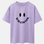Smiley Face Slogan Print Drop Shoulder Oversize T-Shirt