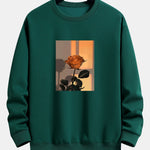 Sunset Rose Print Relax Fit Sweatshirt