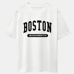 Boston Slogan Print Drop Shoulder Oversize T-Shirt