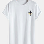Cross Slogan Print Cotton Arc Hem T-Shirt
