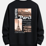 Paris Cityscape Print Relax Fit Sweatshirt