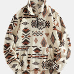Quarter Zip Aztec Print Teddy Sweatshirt