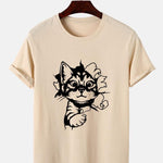 Cat Breaks The Wall Print T-shirt