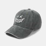 Evil Smiley Face Pattern Classic Retro Washed Distressed Cotton Baseball Cap