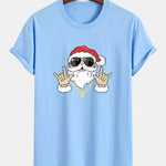Regular Fit Hip Hop Santa Print Cotton T-Shirt