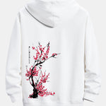 Plum Blossom Slogan Back Print Relax Fit Hoodie