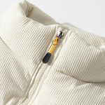 Funnel Neck Corduroy Puffer Coat