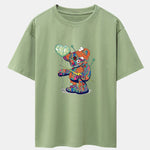 Colorful Tattered Bear Print Drop Shoulder Oversize T-Shirt