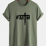 Regular Fit Faith Cross Print Cotton T-Shirt