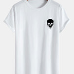 Skeleton Print Cotton Arc Hem T-Shirt