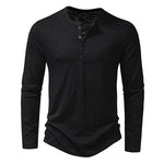 Men's Casual Henley Collar Solid Long Sleeve T-Shirt