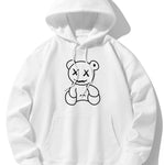 Line Shaped Bear Print Drop Shoulder Relaxed Hoodie