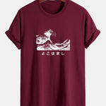Regular Fit Waves Ukiyo-e Print Cotton T-Shirt