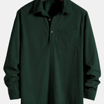 3 Pieces Long Sleeve Polo Neck Corduroy Shirt
