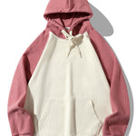 Paneled Corduroy Raglan Sleeves Hoodie