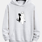 Ghost Black Cat Print Relax Fit Hoodie