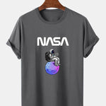 Astronaut Reading Book Print T-Shirt