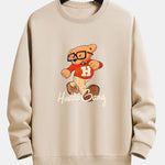 Bear With Glasses Print Relax Fit Sweatshirt