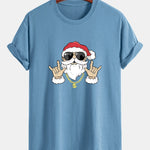 Regular Fit Hip Hop Santa Print Cotton T-Shirt