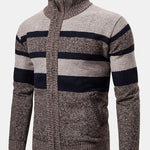 Color Block Funnel Neck Zip Up Sweater