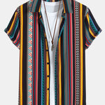 Ethnic Geometric Print Button Up Shirt
