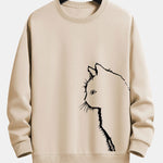 Cat Silhouette Print Relax Fit Sweatshirt