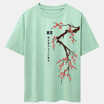 Tokyo Japanese Cherry Blossoms Print Drop Shoulder Oversize T-Shirt