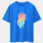 Graffiti Skateboard Bear Print Drop Shoulder Oversize T-Shirt