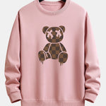 Checkerboard Dissolving Bear Print Relax Fit Sweatshirt