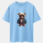 Bear In Leather Jacket Print Drop Shoulder Oversize T-Shirt