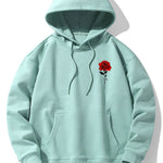 Rose Print Cotton Blend Hoodie